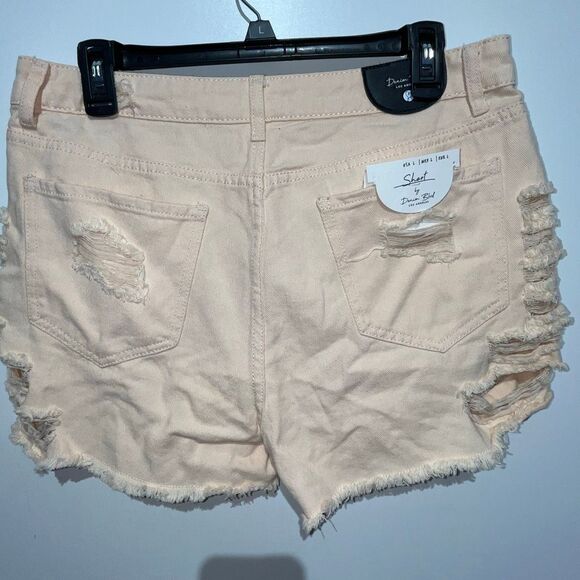 Denim Blvd Los Angeles Womens Light Pink Distressed Frayed Jean Shorts Large NWT - Picture 5 of 9